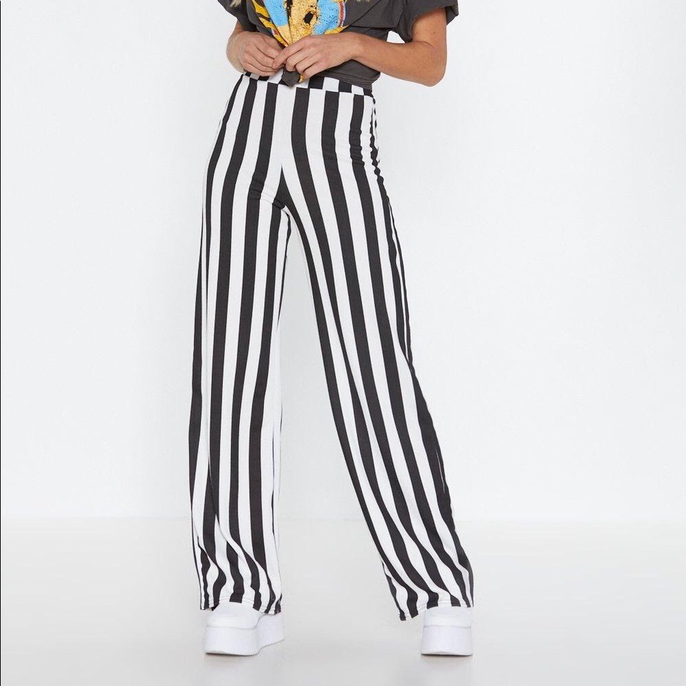 Nasty Gal Striped High-Waisted Pants